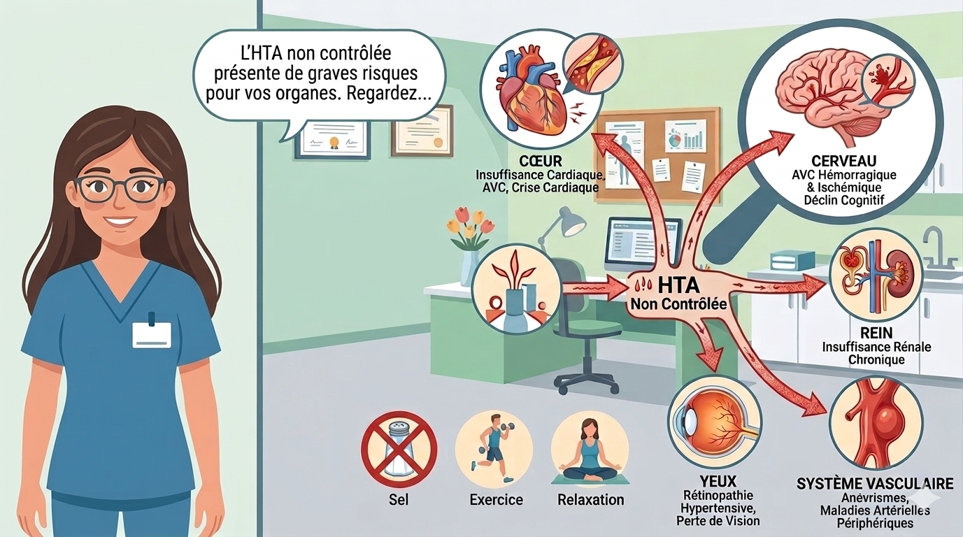Votre médecin vous explique pourquoi l'HTA et dangereuse et quels sont les organes atteints par une hypertension artérielle