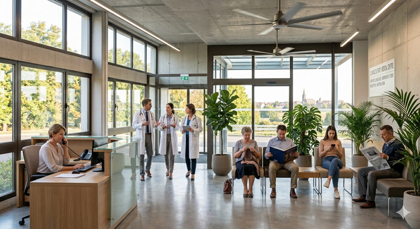 Clinique du Parc-Minimaliste — hall d'accueil rénové, Louhans